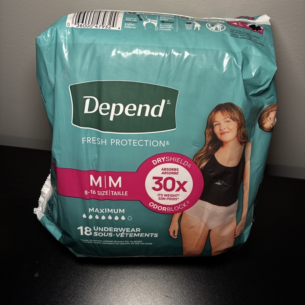Depend Fresh Protection Adult Incontinence Underwear Women Medium 18ct Blush NEW